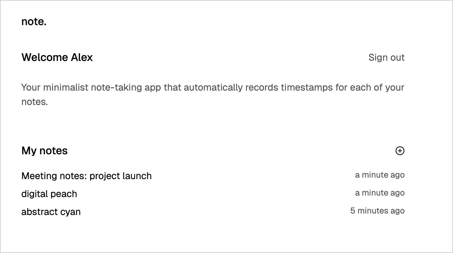 show demo view of notes app
